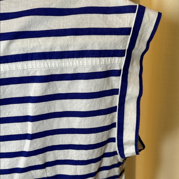 J Crew Blue and White Striped cropped sleeve dress size Small - Picture 9 of 10